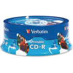 Verbatim CD-R 700MB 52X White Inkjet Printable, Hub Printable - 25pk Branded Spindle (VER96189)
