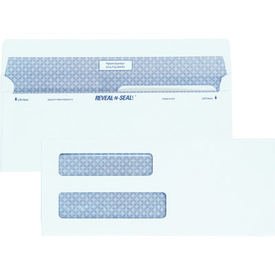 Quality Park No. 8 5/8 Double-Window Security Envelopes with Reveal-N-Seal&reg; Self-Seal Closure (QUA67539)