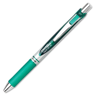 EnerGel Retractable Gel Roller, (0.7mm) Metal Tip, Green Ink (PENBL77-D)