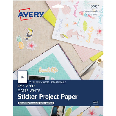 Avery Sticker Project Paper 11" x 8-1/2" , for Laser and Inkjet Printers (AVE03383)