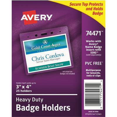 Avery&reg; Horizontal Name Badge Holders, 3" x 4" (AVE74471)