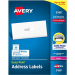 White Rectangle Labels with Sure Feed™ Easy Peel&reg;, 1" x 2 ⅝" , Permanent Adhesive, for Laser and Inkjet Printers (AVE05160)