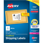 White Rectangle Labels with Sure Feed™ Technology 3-1/3" x 4" , Permanent Adhesive, for Laser and Inkjet Printers (AVE05164)