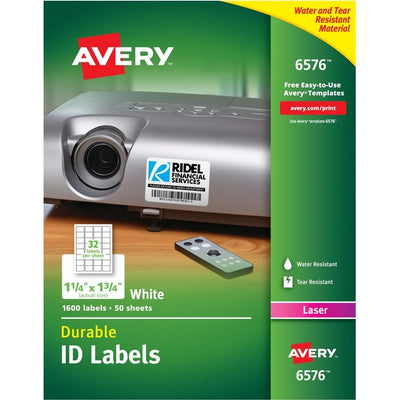Avery&reg; Durable ID Labelswith TrueBlock&trade; Technology for Laser Printers, 1-3/4" x 1¼" (AVE06576)