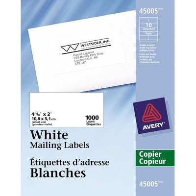 Avery&reg; Address Labelsfor Copiers, 4-1/4" x 2" (AVE45005)