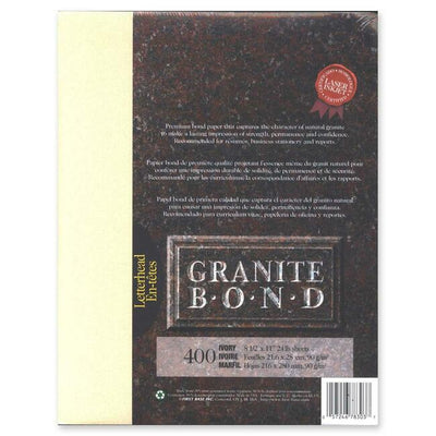 St. James&reg; Granite Bond, 24 lb Letter-Size Paper, Ivory, Pack of 400, 78303 (FST78303)