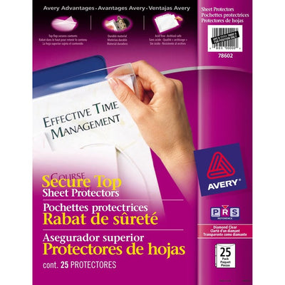 Avery&reg; Diamond Clear Secure Top Sheet Protectors, 25/pk (AVE78602)