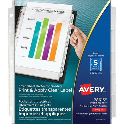 Avery&reg; Print & Apply Clear Label Sheet Protector Dividers Index Maker&reg; (AVE78613)