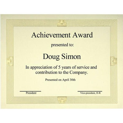 St. James&reg; Elite&trade; Certificates, Natural Linen with Capital Gold Foil Design, Pack of 12, 83427 (FST83427)