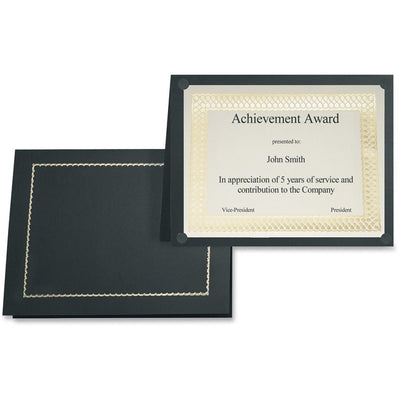 St. James&reg; Classic Linen Certificate Holders with Gold Foil, Black, Pack of 5, 83464 (FST83464)