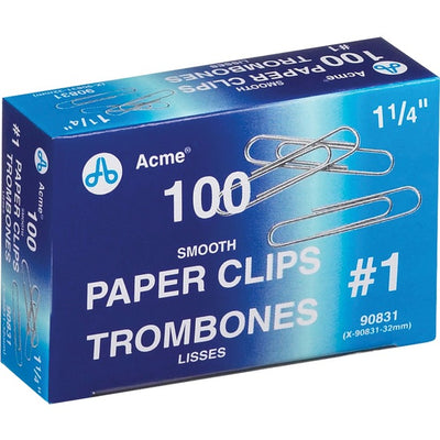 PAPER CLIPS NICK. PLATED 1-1/4" (33mm) S (ACM90831)