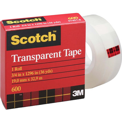 3M Scotch Glossy Transparent Tape (MMM600-18BXD)