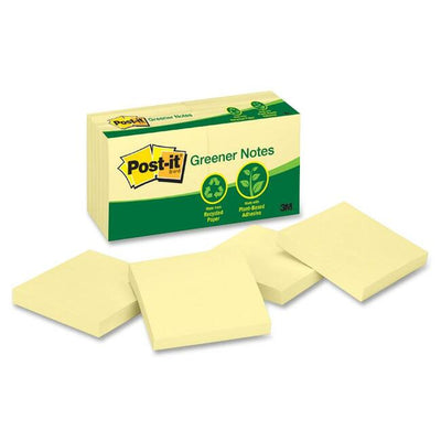 Post-it&reg; Plain Recycled Notes (MMM654RP-YEL)