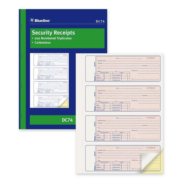 Blueline Security Receipt Forms Book (BLIDC74) - Direct Line Supplies