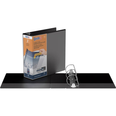 QuickFit View Binder, 3-Ring Binder, Angle D Ring, 3 Inch, Black (RGO870501)