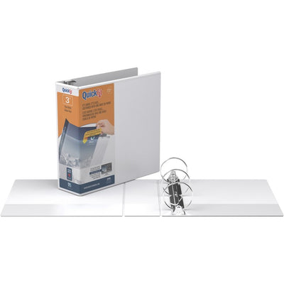 QuickFit Clear-View Binder, 3-Ring Binder, Round Ring, 3 Inch, White (RGO871400)
