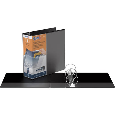 QuickFit Clear-View Binder, 3-Ring Binder, Round Ring, 3 Inch, Black (RGO871401)