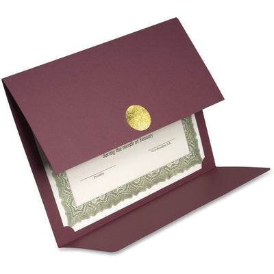 St. James&reg; Elite&trade; Medallion Fold Certificate Holders, Burgundy Linen with Gold Medallion, Pack of 5, 83533 (FST83533)