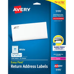 White Rectangle Labels with Sure Feed™ Technology Easy Peel&reg;, 2/3" x 1-3/4" , Permanent Adhesive, for Laser and Inkjet Printers (AVE05195)