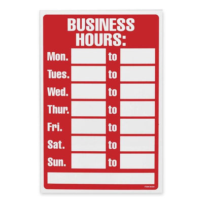 U.S. Stamp & Sign Business Hours Sign (USS9309)