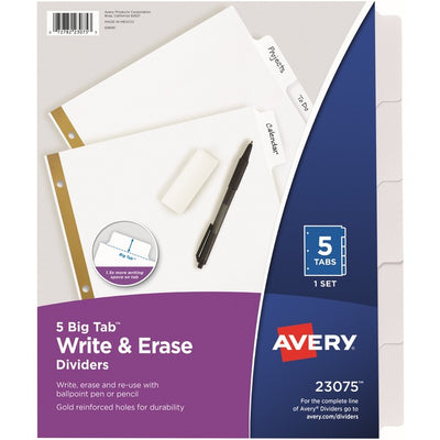 Avery&reg; Avery&reg;Big Tab&trade; Write & Erase Dividers5 tabs (AVE23075)
