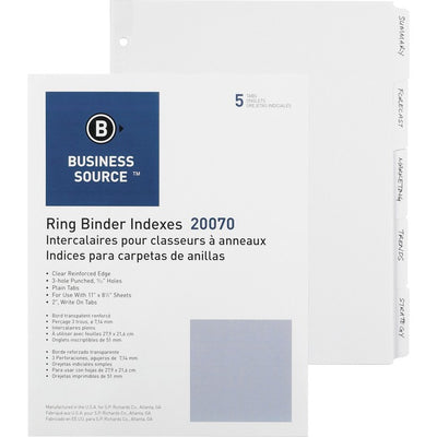 Business Source 3-Ring Plain Tab Indexes (BSN20070)