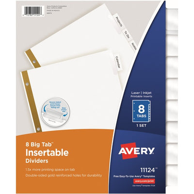 Avery&reg; Big Tab&trade; Insertable Dividers, 8 tabs, 1 set (AVE11124)