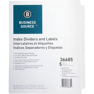 Business Source Punched Laser Index Dividers (BSN36685)