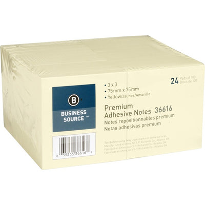 Business Source Yellow Repostionable Adhesive Notes (BSN36616)