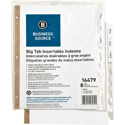 Business Source Tear-resistant Clear Tab Index Dividers (BSN16479)