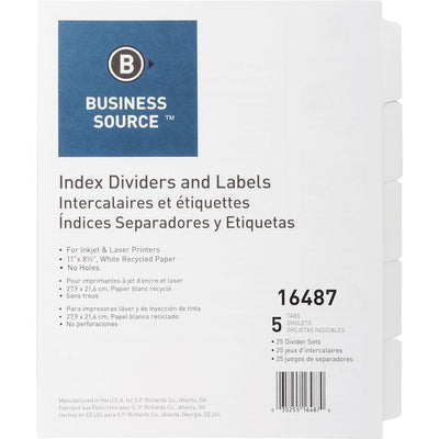 Business Source Un-punched Index Dividers Set (BSN16487)
