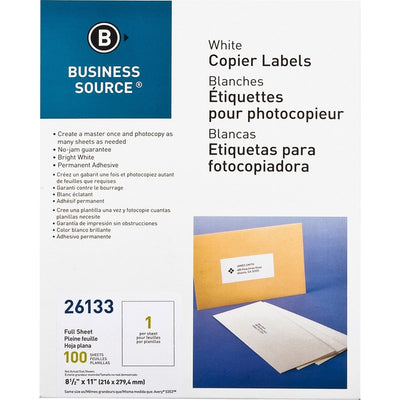 Business Source 8-1/2"x11" Copier Labels (BSN26133)
