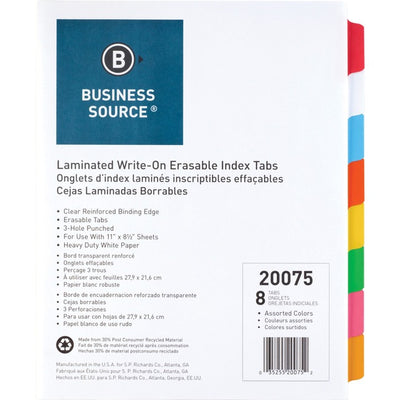 Business Source Laminated Write-On Tab Indexes (BSN20075)
