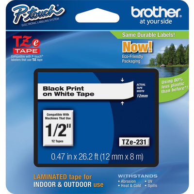 TAPE CASS, 12mm PT320*BLK/WHT (BRTTZE-231)