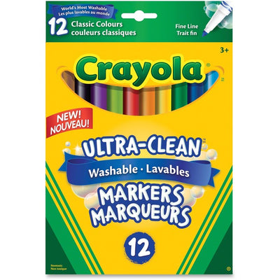 Crayola&reg; Ultra-Clean Washable Fine Tip Markers Classic Colours 12/pkg (CYO58-7510)
