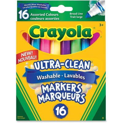 Crayola&reg; Ultra-Clean Washable Broad Tip Markers Assorted Colours 16/pkg (CYO56-7916)