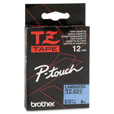 TAPE PT 12mm BLACK/BLUE CARD (BRTTZE-531)