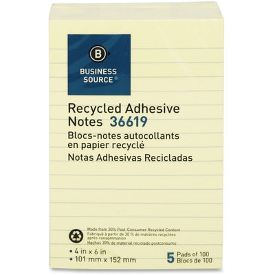 Business Source Yellow Adhesive Notes (BSN36619)