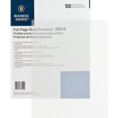 Business Source Full Sheet Top Load Poly Sheet Protectors (BSN37519)