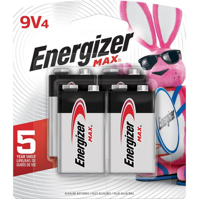 Energizer MAX Alkaline 9 Volt Batteries (EVE522BP4)