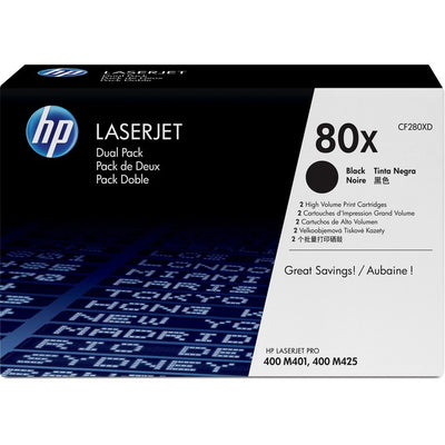 HP 80X CF280XD Original Toner Cartridge Dual Pack - Black - Dual Pack (HEWCF280XD)