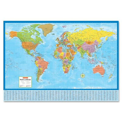 CCC Laminated Bilingual World Wall Map (CCC80011)