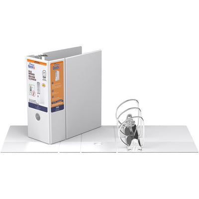 QuickFit Heavy-Duty 3-Ring File Binder, Locking D-Ring, View Binder, 5 Inch, White (RGO28070)