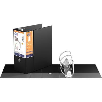 QuickFit Heavy-Duty 3-Ring File Binder, Locking D-Ring, View Binder, 5 Inch, Black (RGO28071)