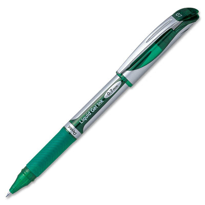 EnerGel Liquid Gel Pen, (0.7mm) Metal Tip, Capped, Green Ink (PENBL57-D)