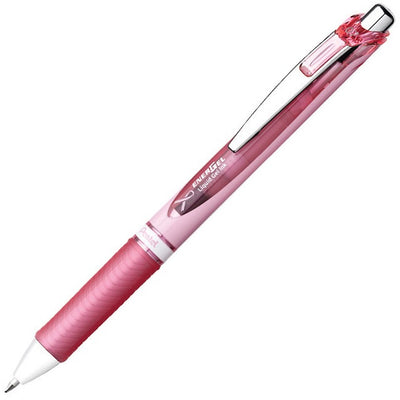 EnerGel Retractable Gel Roller, (0.7mm) Metal Tip, Pink Ribbon Barrel, Black Ink (PENBL77PABC)