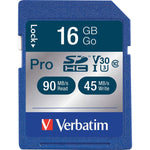 Verbatim 16GB Pro 600X SDHC Memory Card, UHS-I V30 U3 Class 10 (VER98046)