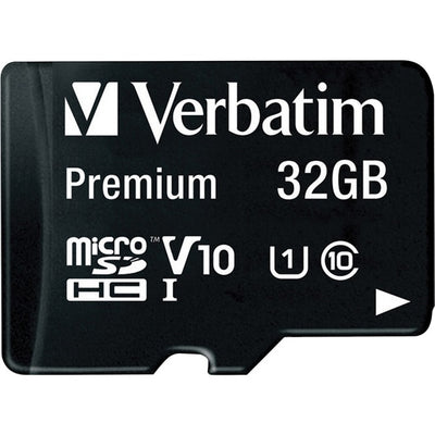 Verbatim 32GB Premium microSDHC Memory Card with Adapter, UHS-I V10 U1 Class 10 (VER44083)