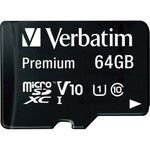 Verbatim 64GB Premium microSDXC Memory Card with Adapter, UHS-I V10 U1 Class 10 (VER44084)