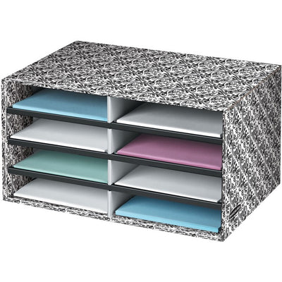 Compartment Size 2.13" (54.10 mm) x 9" (228.60 mm) x 12" (304.80 mm) - 10.3" Height x 19.5" Width x 12.4" Depth - Desktop - 60% Recycled - White, Black - 1 Each (FEL6171301)